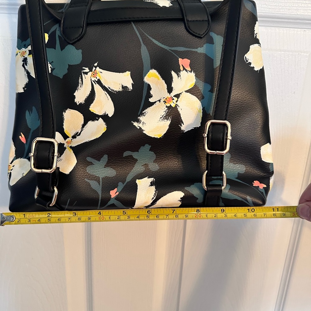 Floral Black Backpack Purse - Picture 5 of 5